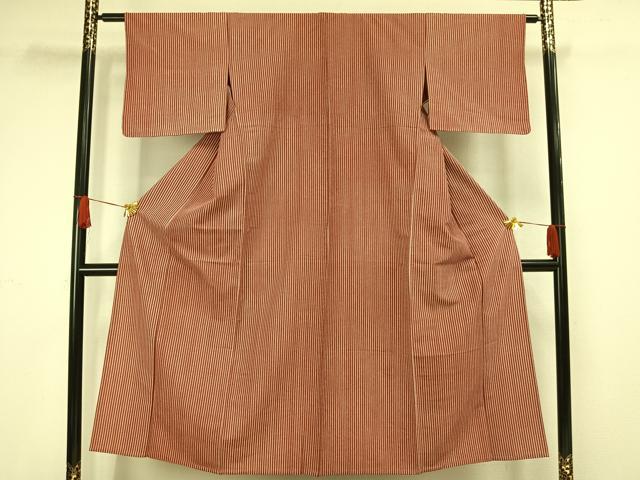 平和屋着物▽上質な小紋 単衣 縞 正絹 逸品 AAAW1551fy