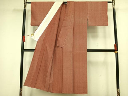 平和屋着物▽上質な小紋 単衣 縞 正絹 逸品 AAAW1551fy