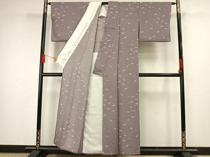 平和屋着物▽上質な小紋 単衣 舞花文 正絹 逸品 AAAW1553fy