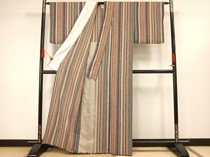 平和屋着物▽上質な小紋 単衣 麻の葉間道 正絹 逸品 AAAW1554fy