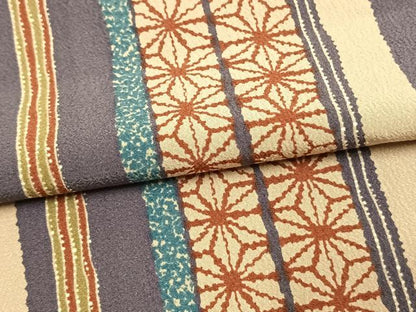 平和屋着物▽上質な小紋 単衣 麻の葉間道 正絹 逸品 AAAW1554fy