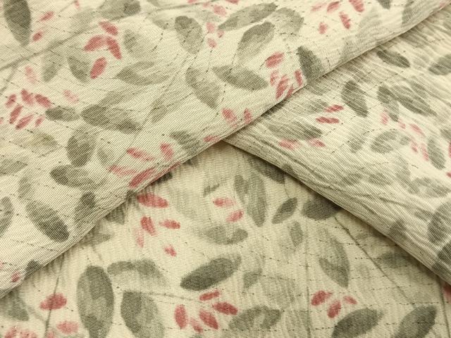 平和屋着物▽上質な小紋　単衣　手描き　草花文　正絹　逸品　AAAW1555fy
