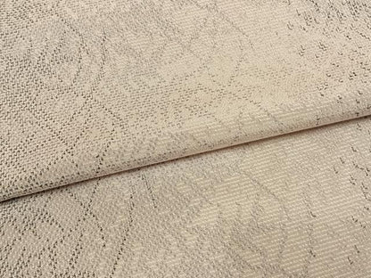 平和屋着物▽本塩沢　単衣　草葉文　正絹　逸品　AAAW1557fy