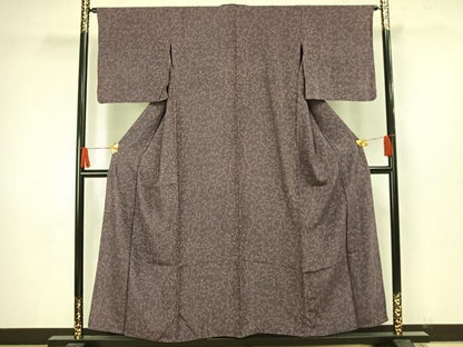 平和屋着物▽上質な小紋　単衣　草花文　正絹　逸品　AAAW1559fy