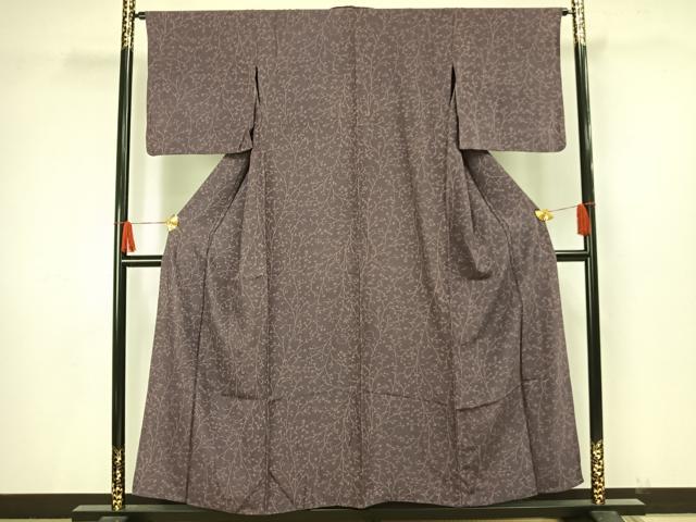 平和屋着物▽上質な小紋　単衣　草花文　正絹　逸品　AAAW1559fy