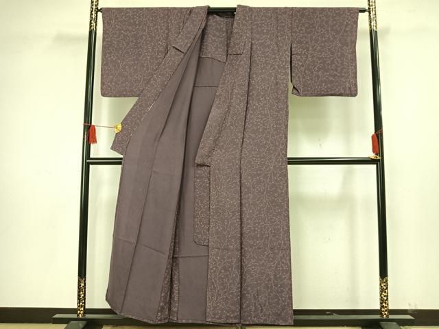 平和屋着物▽上質な小紋　単衣　草花文　正絹　逸品　AAAW1559fy