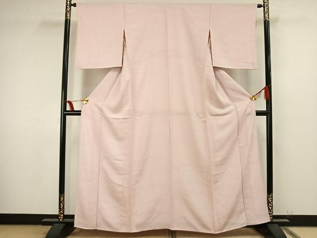 平和屋着物▽上質な色無地 単衣 雲取り地紋 薄桜色 正絹 逸品 AAAW1561fy