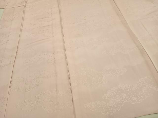 平和屋着物▽上質な色無地 単衣 雲取り地紋 薄桜色 正絹 逸品 AAAW1561fy