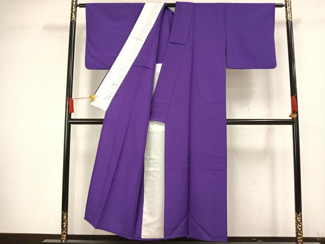 平和屋着物▽色無地 単衣 本紫色 洗える着物 AAAW1563fy