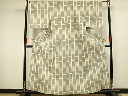 平和屋着物▽上質な紬 単衣 駒結城 色紙文 反端付き 正絹 逸品 AAAW1564fy