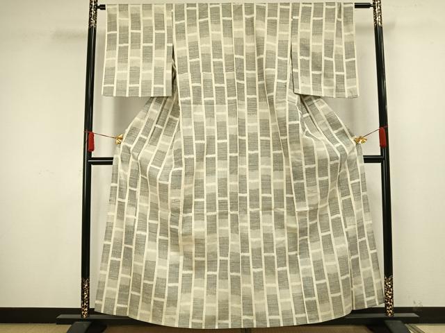 平和屋着物▽上質な紬 単衣 駒結城 色紙文 反端付き 正絹 逸品 AAAW1564fy
