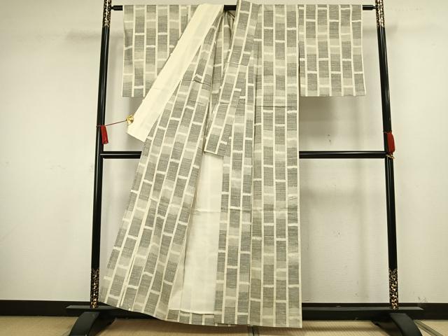 平和屋着物▽上質な紬 単衣 駒結城 色紙文 反端付き 正絹 逸品 AAAW1564fy