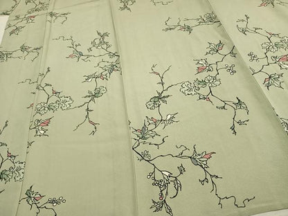 平和屋着物▽上質な小紋 単衣 枝葉文 正絹 逸品 AAAW1567fy