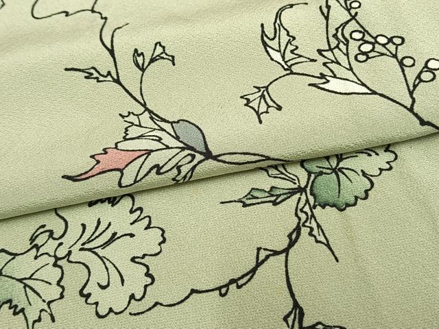 平和屋着物▽上質な小紋 単衣 枝葉文 正絹 逸品 AAAW1567fy