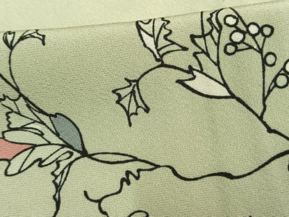 平和屋着物▽上質な小紋 単衣 枝葉文 正絹 逸品 AAAW1567fy