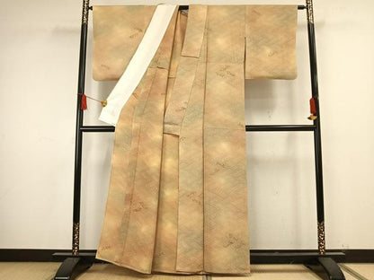 平和屋着物▽上質な小紋 単衣 檜垣草花文 暈し染め 正絹 逸品 AAAW1568fy