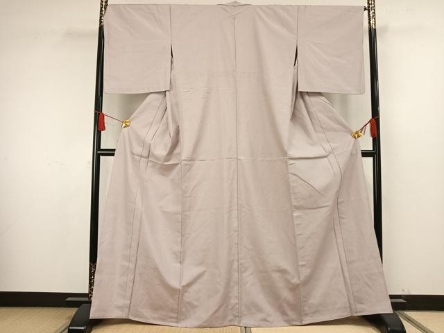平和屋着物▽結城紬 単衣 色無地 白藤色 正絹 逸品 AAAW1569fy