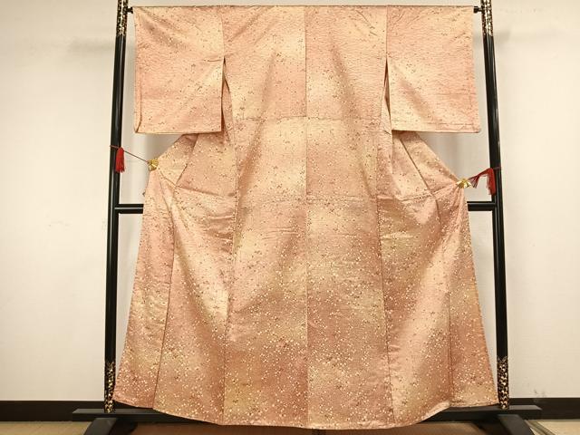平和屋着物▽上質な小紋　単衣　枝花文　暈し染め　正絹　逸品　AAAW1571fy
