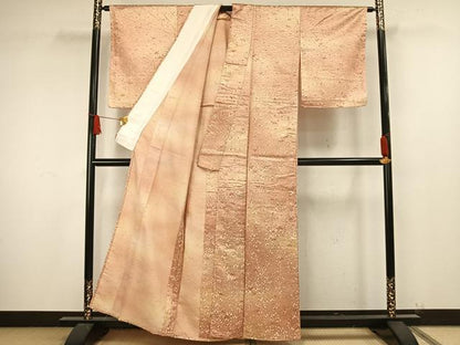 平和屋着物▽上質な小紋　単衣　枝花文　暈し染め　正絹　逸品　AAAW1571fy