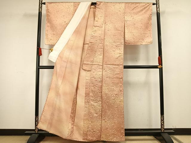 平和屋着物▽上質な小紋　単衣　枝花文　暈し染め　正絹　逸品　AAAW1571fy