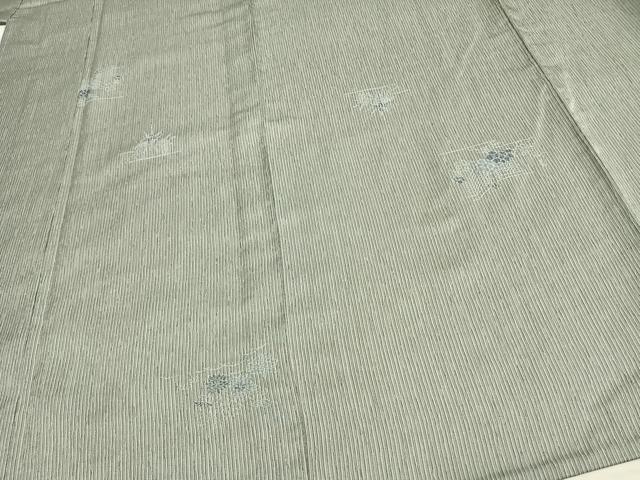 平和屋着物▽上質な小紋　単衣　刺繍　草花文　正絹　逸品　未使用　AAAW1572fy