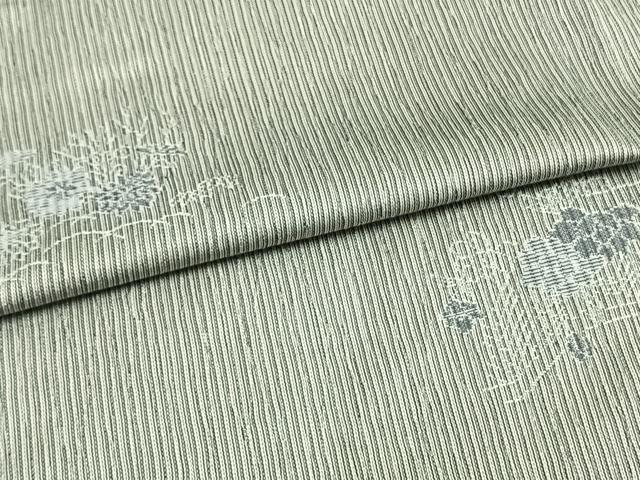 平和屋着物▽上質な小紋　単衣　刺繍　草花文　正絹　逸品　未使用　AAAW1572fy