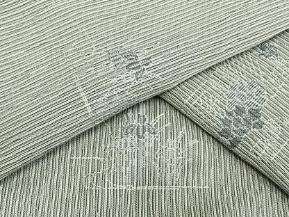 平和屋着物▽上質な小紋　単衣　刺繍　草花文　正絹　逸品　未使用　AAAW1572fy