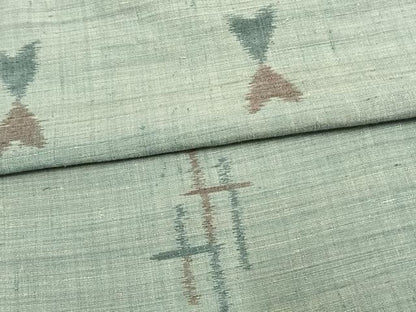 平和屋着物▽上質な紬　単衣　幾何学文様　正絹　逸品　AAAW1573fy
