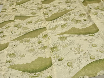 平和屋着物▽上質な小紋 単衣 風景草花文 金銀彩 正絹 逸品 AAAW1574fy
