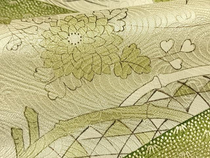 平和屋着物▽上質な小紋 単衣 風景草花文 金銀彩 正絹 逸品 AAAW1574fy