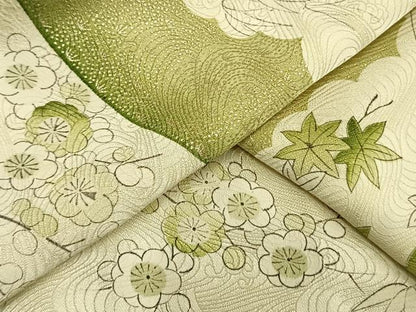 平和屋着物▽上質な小紋 単衣 風景草花文 金銀彩 正絹 逸品 AAAW1574fy