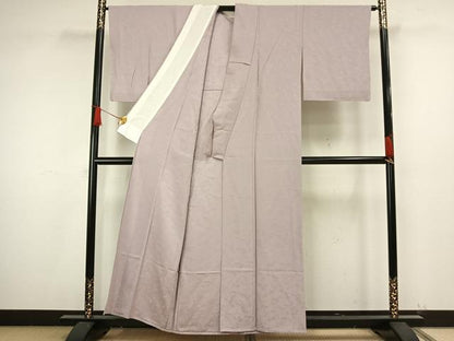 平和屋着物▽上質な色無地　単衣　草花地紋　牡丹鼠色　正絹　逸品　未使用　AAAW1576fy