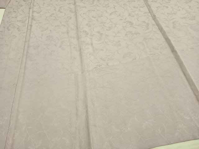 平和屋着物▽上質な色無地　単衣　草花地紋　牡丹鼠色　正絹　逸品　未使用　AAAW1576fy