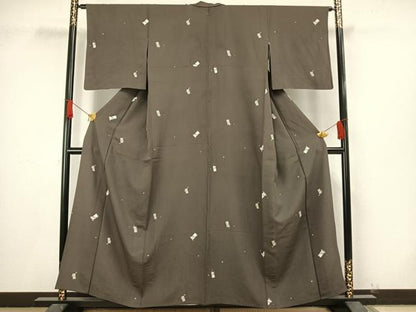 平和屋着物▽上質な小紋 単衣 色紙花文 正絹 逸品 AAAW1577fy