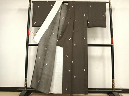 平和屋着物▽上質な小紋 単衣 色紙花文 正絹 逸品 AAAW1577fy