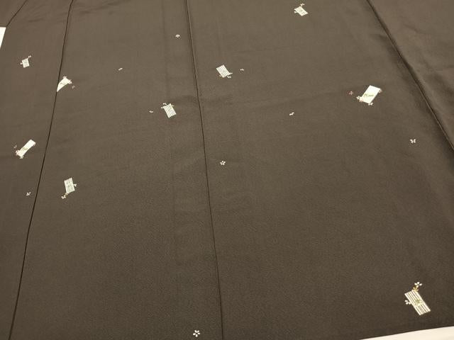 平和屋着物▽上質な小紋 単衣 色紙花文 正絹 逸品 AAAW1577fy