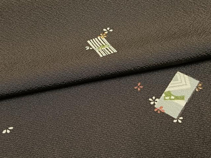 平和屋着物▽上質な小紋 単衣 色紙花文 正絹 逸品 AAAW1577fy
