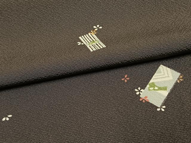 平和屋着物▽上質な小紋 単衣 色紙花文 正絹 逸品 AAAW1577fy