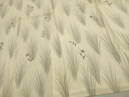 平和屋着物▽上質な小紋 単衣 手描き 草花文 鬼しぼ縮緬 正絹 逸品 AAAW1578fy
