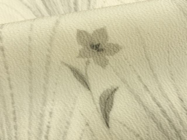 平和屋着物▽上質な小紋 単衣 手描き 草花文 鬼しぼ縮緬 正絹 逸品 AAAW1578fy