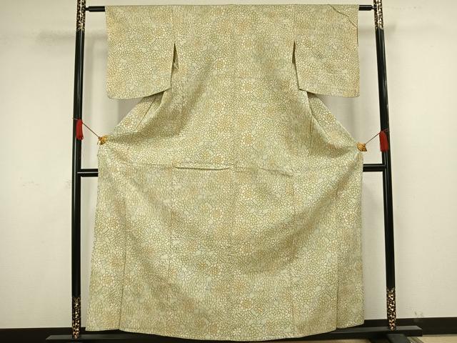 平和屋着物▽お召 単衣 花づくし 正絹 逸品 AAAW1579fy