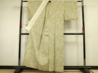 平和屋着物▽お召 単衣 花づくし 正絹 逸品 AAAW1579fy