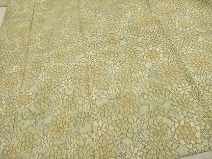 平和屋着物▽お召 単衣 花づくし 正絹 逸品 AAAW1579fy