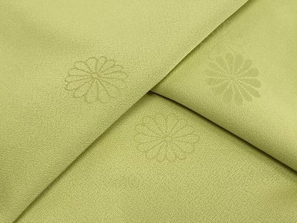 平和屋着物▽上質な色無地 単衣 舞花文 若芽色 正絹 逸品 AAAW1580fy
