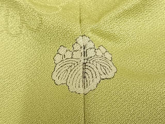 平和屋着物▽上質な色無地 単衣 舞花文 若芽色 正絹 逸品 AAAW1580fy