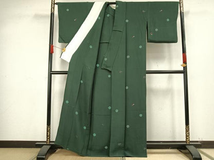 平和屋着物▽上質な小紋 単衣 絞り 花丸文 正絹 逸品 AAAW1582fy