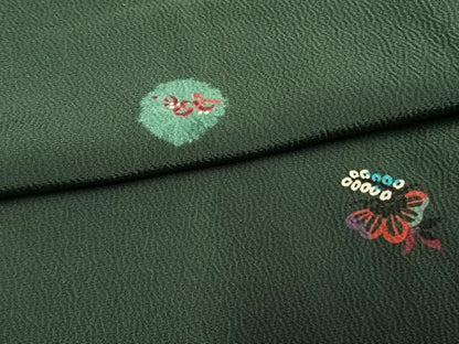 平和屋着物▽上質な小紋 単衣 絞り 花丸文 正絹 逸品 AAAW1582fy