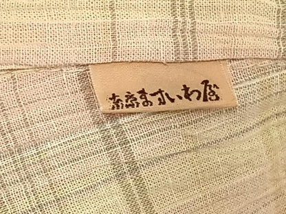 平和屋着物▽上質な紬　単衣　ちぢみ織　絞り　格子　ますいわ屋扱い　正絹　逸品　AAAW1586fy
