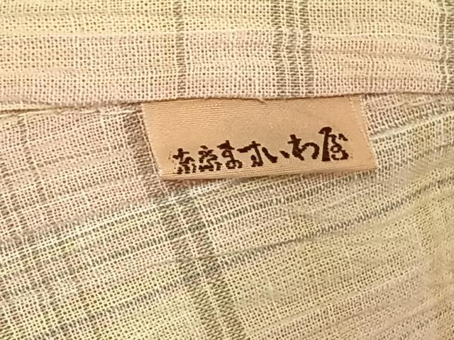 平和屋着物▽上質な紬　単衣　ちぢみ織　絞り　格子　ますいわ屋扱い　正絹　逸品　AAAW1586fy