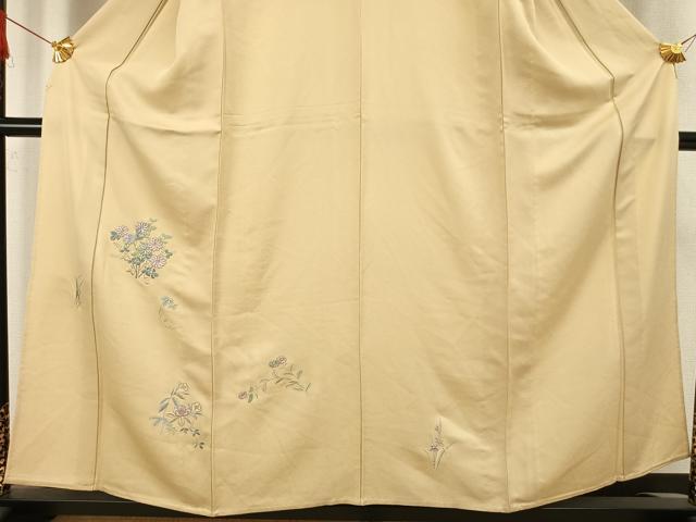 平和屋着物▽訪問着 単衣 総刺繍 草花文 金糸 正絹 逸品 AAAW1587fy